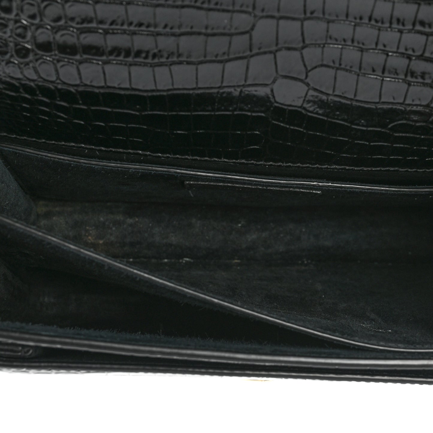 Calfskin Crocodile Embossed Medium Monogram Sunset Black