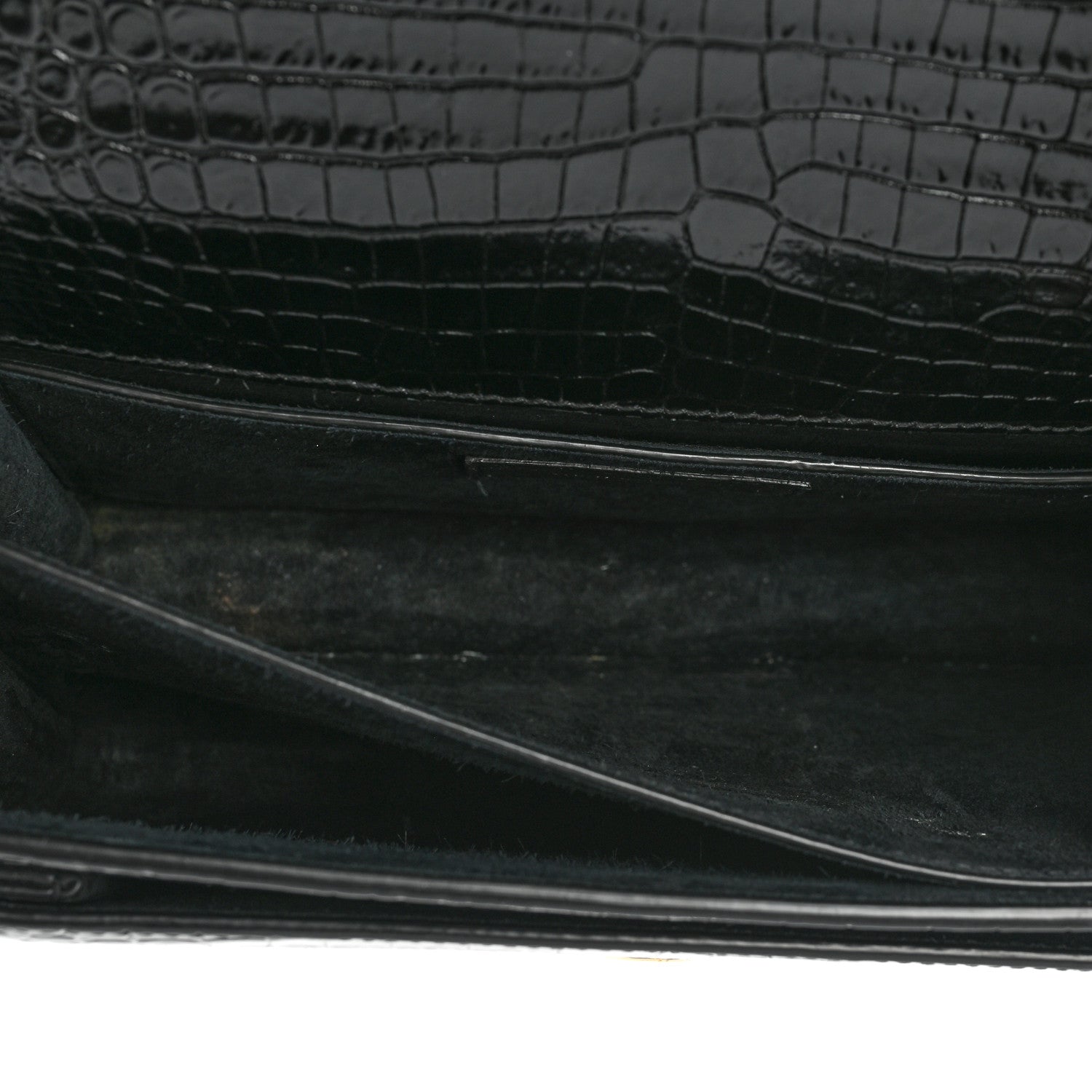 Saint Laurent Calfskin Crocodile Embossed Medium Monogram Sunset Black 5 of 15