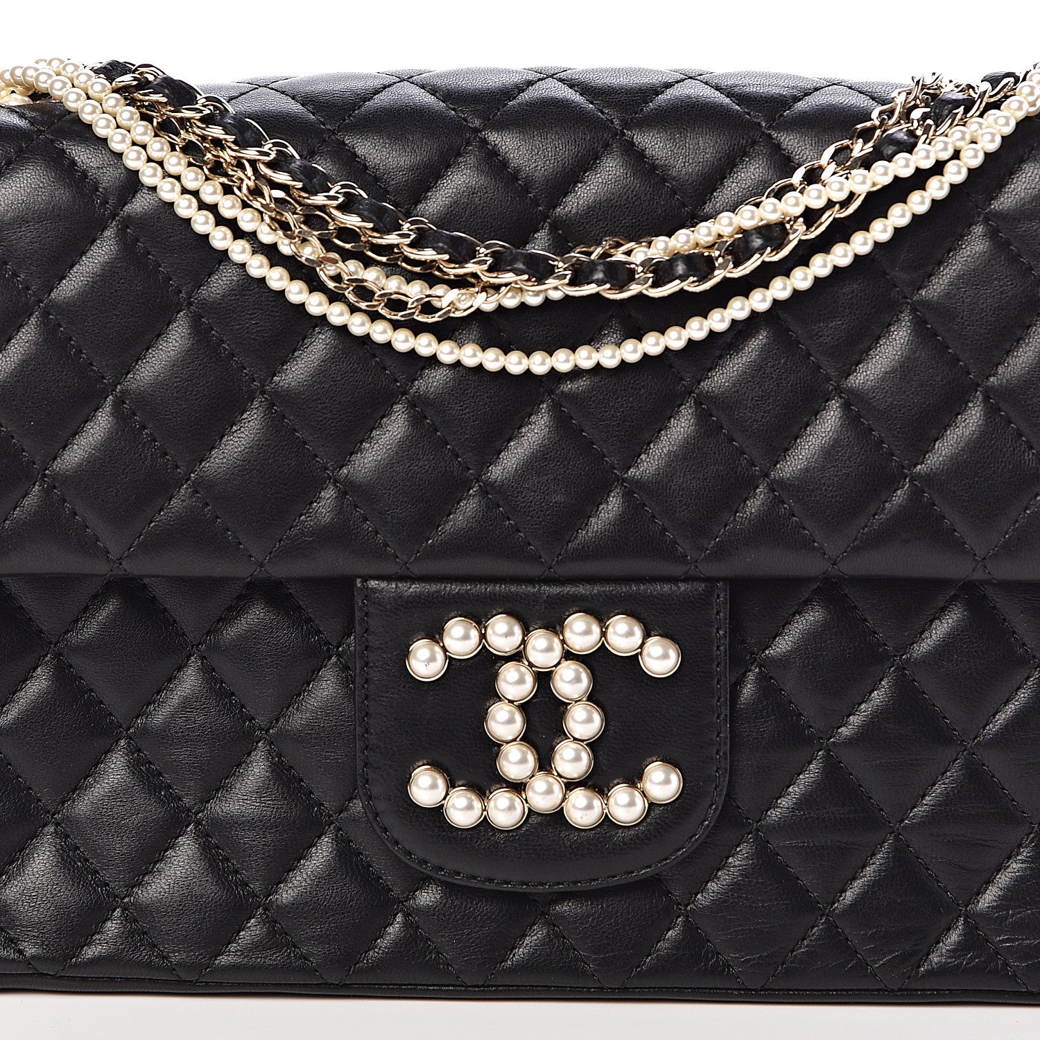 Chanel Lambskin Medium Westminster Pearl Flap Black 8 of 11