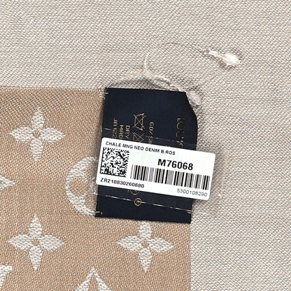 Louis Vuitton Silk Wool Monogram Denim Shawl Beige Rose 4 of 4