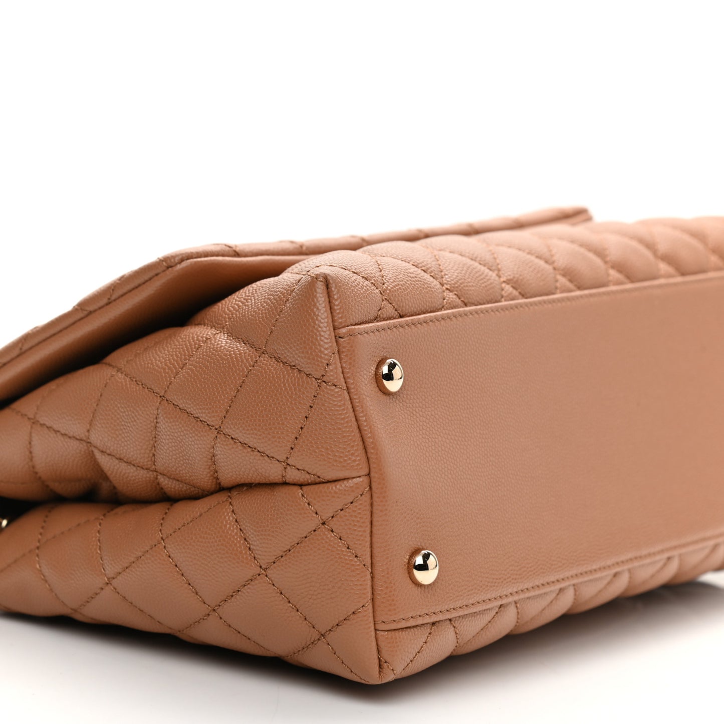 Caviar Quilted Small Coco Handle Flap Brown