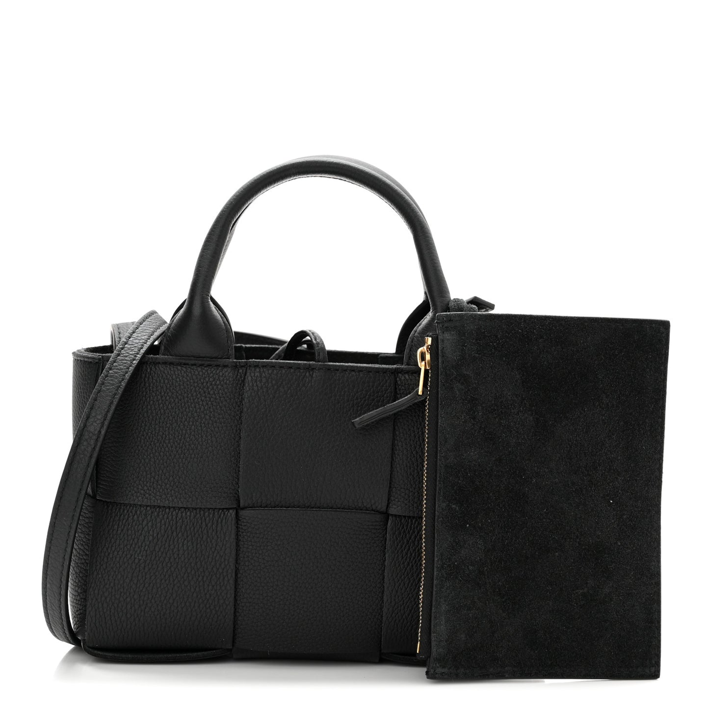 Grained Calfskin Maxi Intrecciato Mini Arco Tote Black