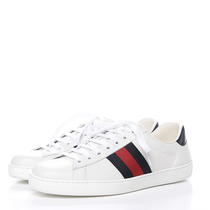 Gucci Miro Soft Calfskin Ayers Web Mens Ace Sneakers 8 White Blue 1 of 9