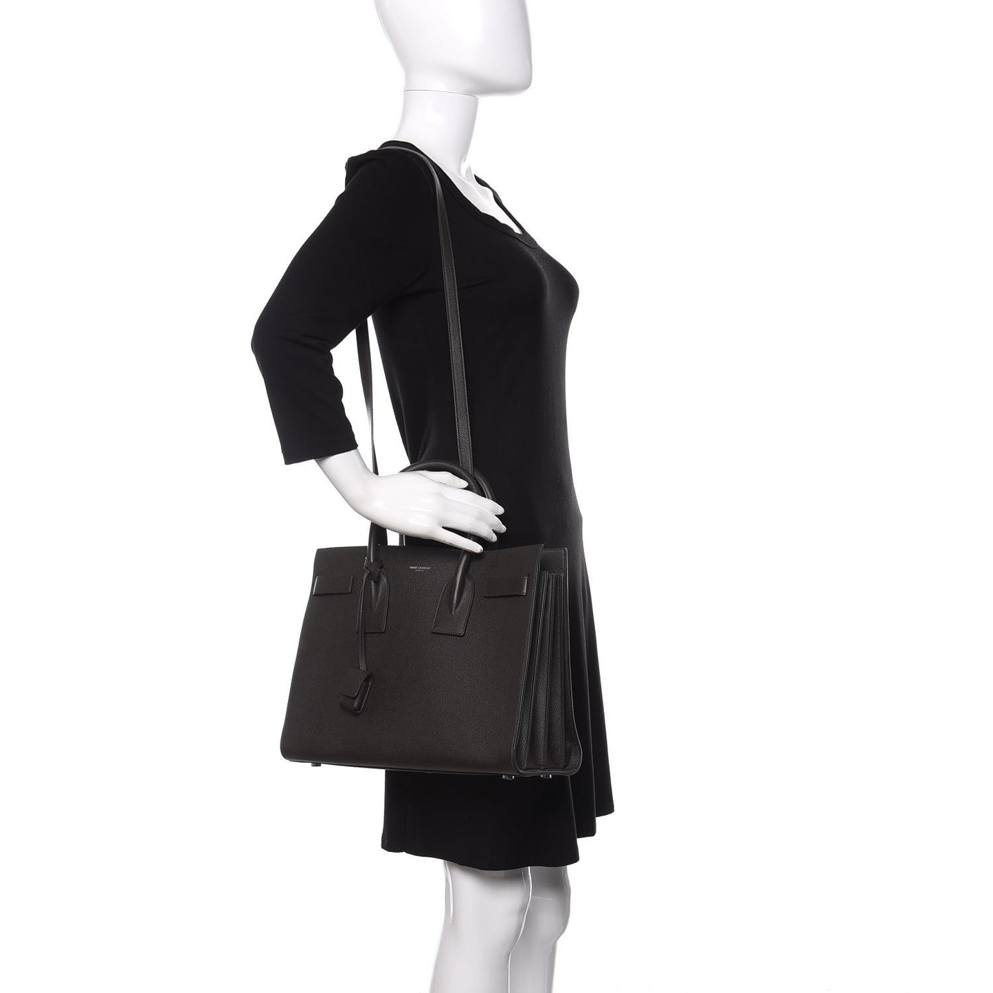 Grained Calfskin Small Sac De Jour Coal