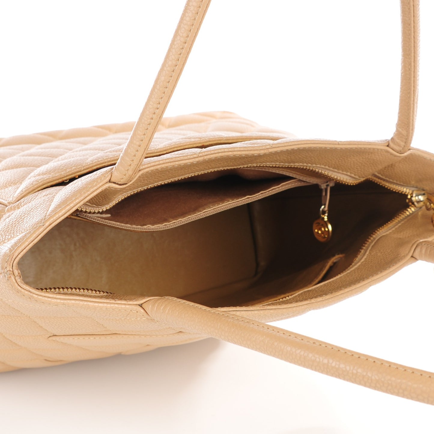 Caviar Quilted Medallion Tote Beige