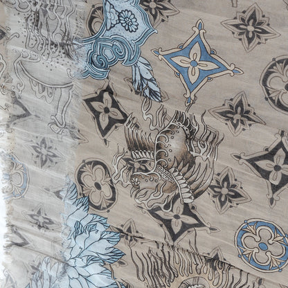 Louis Vuitton Cotton Etole Tattoo Scarf Kaki 7 of 8