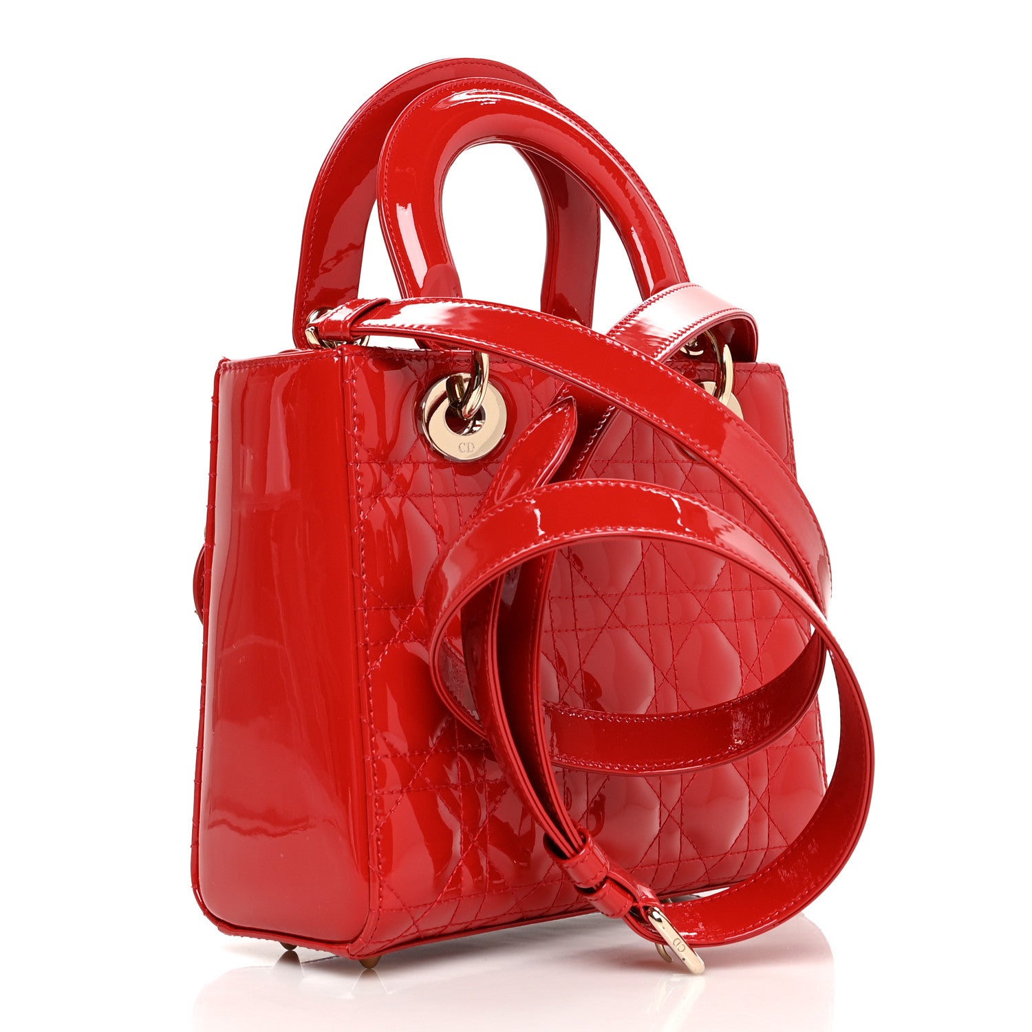 Christian Dior Patent Cannage Small Lady Dior Red 3 of 10