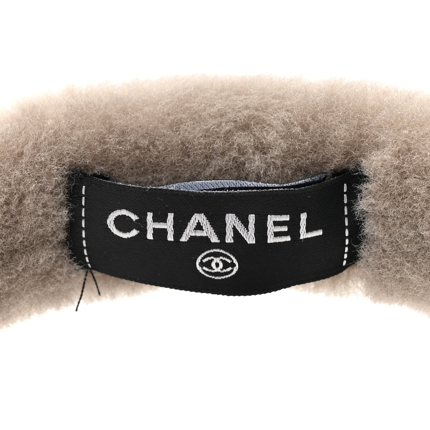 Shearling CC Ear Muffs Light Grey