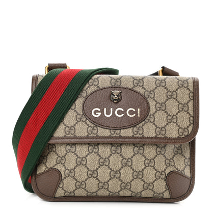 Gucci GG Supreme Monogram Web Small Neo Vintage Double Flap Messenger Bag Beige New Acero 1 of 7