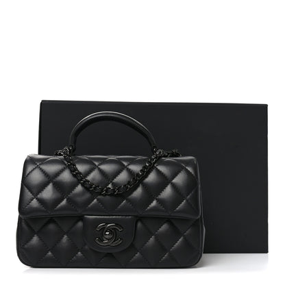Chanel Lambskin Quilted Mini Top Handle Rectangular Flap So Black 11 of 11