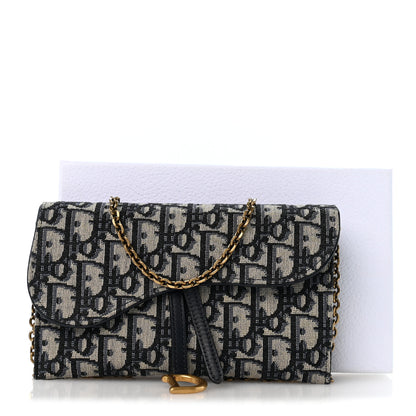 Christian Dior Oblique Small Saddle Chain Pouch Blue 12 of 12