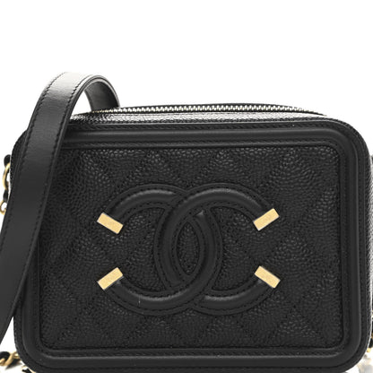 Chanel Caviar Quilted CC Filigree Vanity Clutch With Chain Black 8 of 11