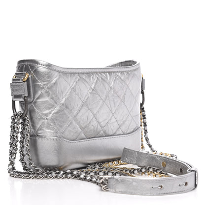 Chanel Metallic Aged Calfskin Quilted Small Gabrielle Hobo Silver 3 of 11