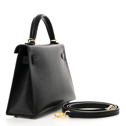 Hermes Chevre Chamkila Mini Kelly Sellier 20 Black 3 of 12