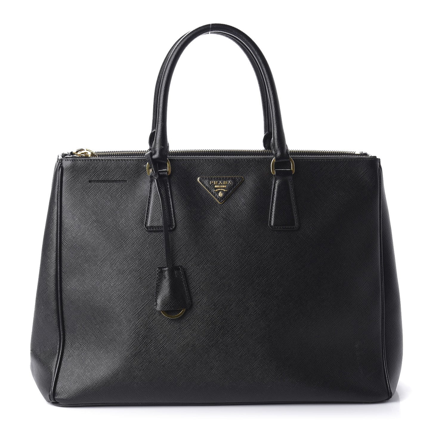 Saffiano Medium Galleria Double Zip Tote Black