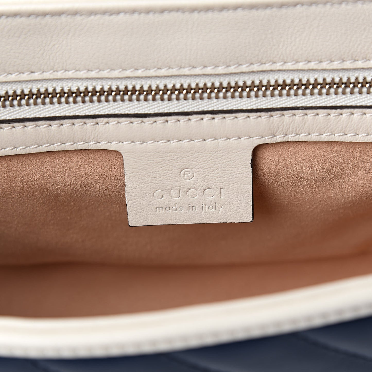 Vintage Effect Calfskin Matelasse Diagonal Small Torchon GG Marmont Shoulder Bag Blue Agata Mystic White