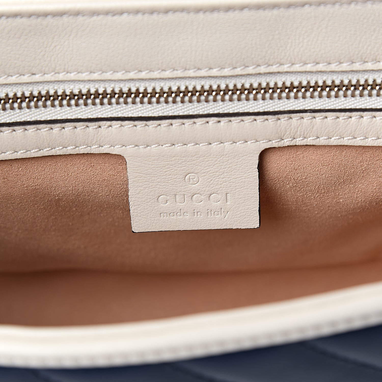 Gucci Vintage Effect Calfskin Matelasse Diagonal Small Torchon GG Marmont Shoulder Bag Blue Agata Mystic White 6 of 10
