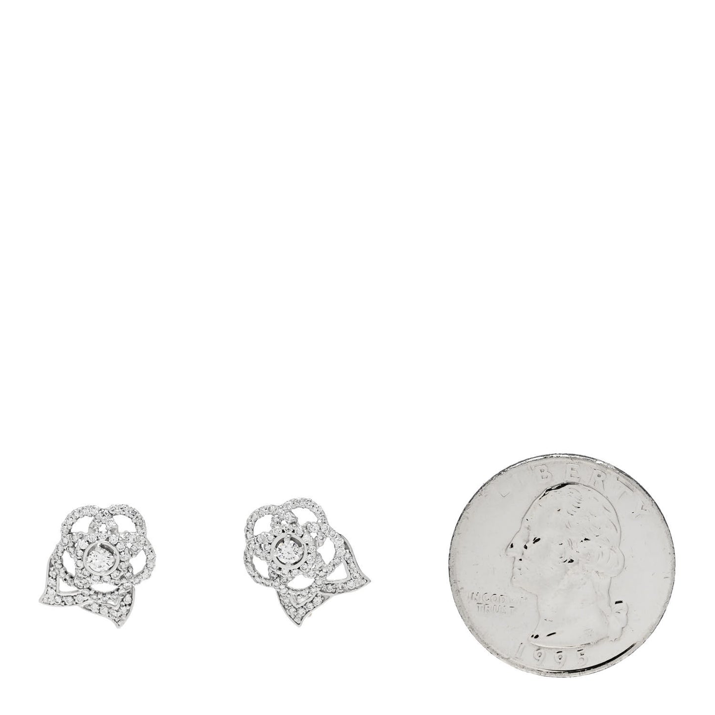 18K White Gold Diamond Camelia Earrings