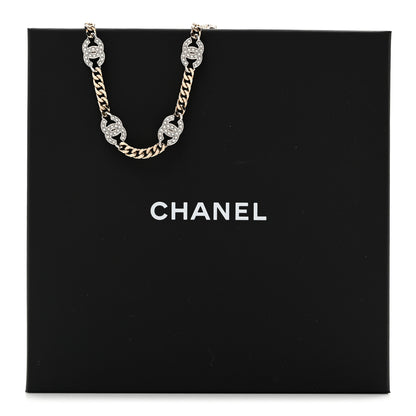 Chanel Crystal Chain Link CC Choker Gold Silver 6 of 6