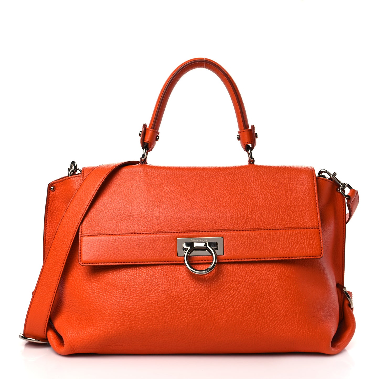 Grained Calfskin Large Sofia Satchel Sunset