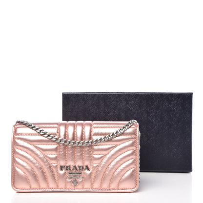Prada Metallic Nappa Mini Impunture Diagramme Chain Crossbody Bag Rosa Mordore 12 of 12