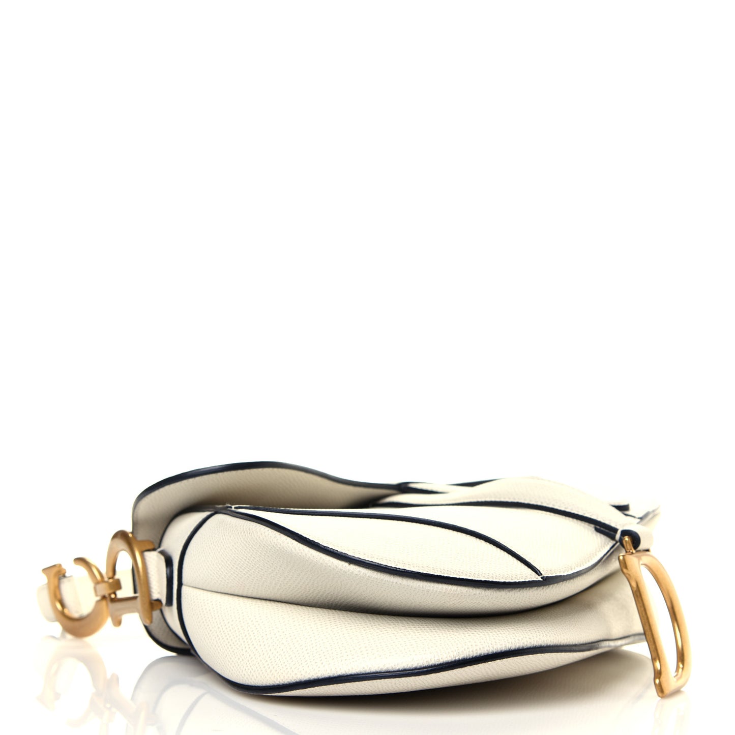 Grained Calfskin Saddle Bag White