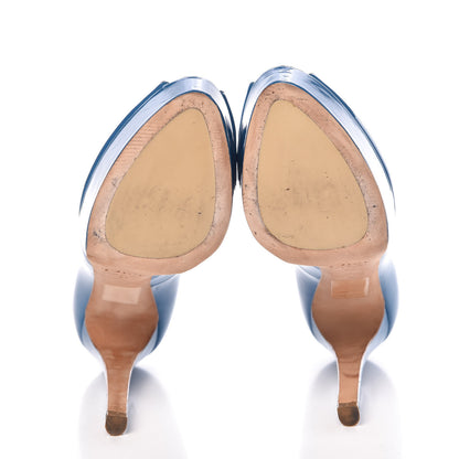 Christian Dior Patent Miss Dior Peep Toe Pumps 37 Blue 7 of 13