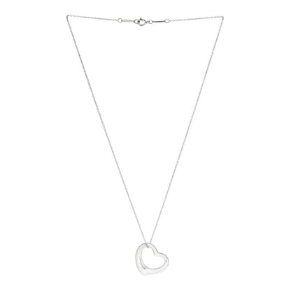 Tiffany Sterling Silver 22mm Elsa Peretti Open Heart Pendant Necklace 3 of 6