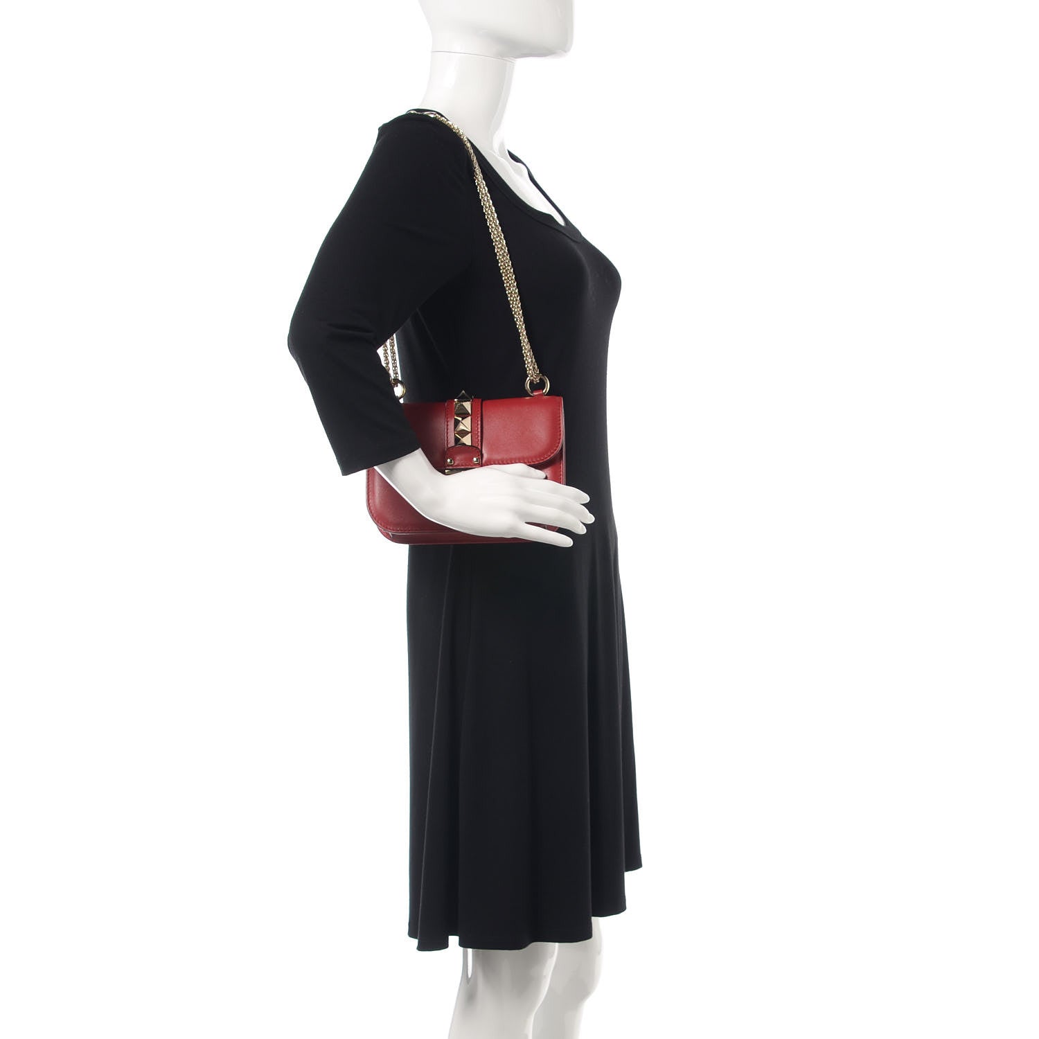 Valentino Garavani Vitello Small Glam Lock Rockstud Flap Red 2 of 7