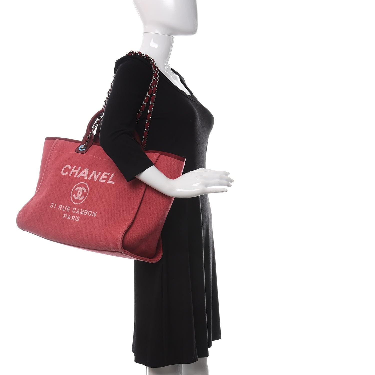 Chanel Canvas Medium Deauville Tote Red 2 of 12