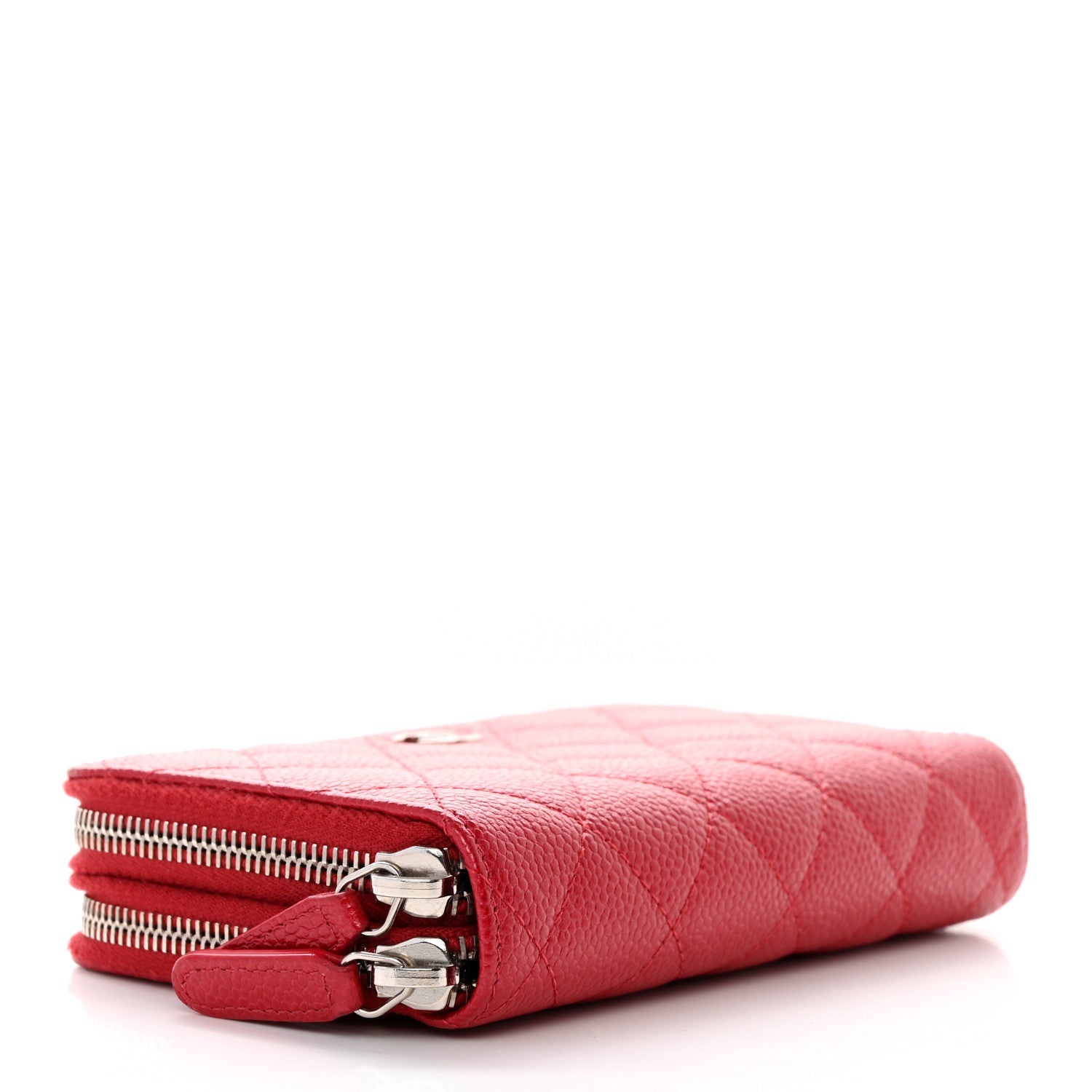 Chanel Caviar Quilted Large Gusset Double Zip Around Wallet Red 4 of 8