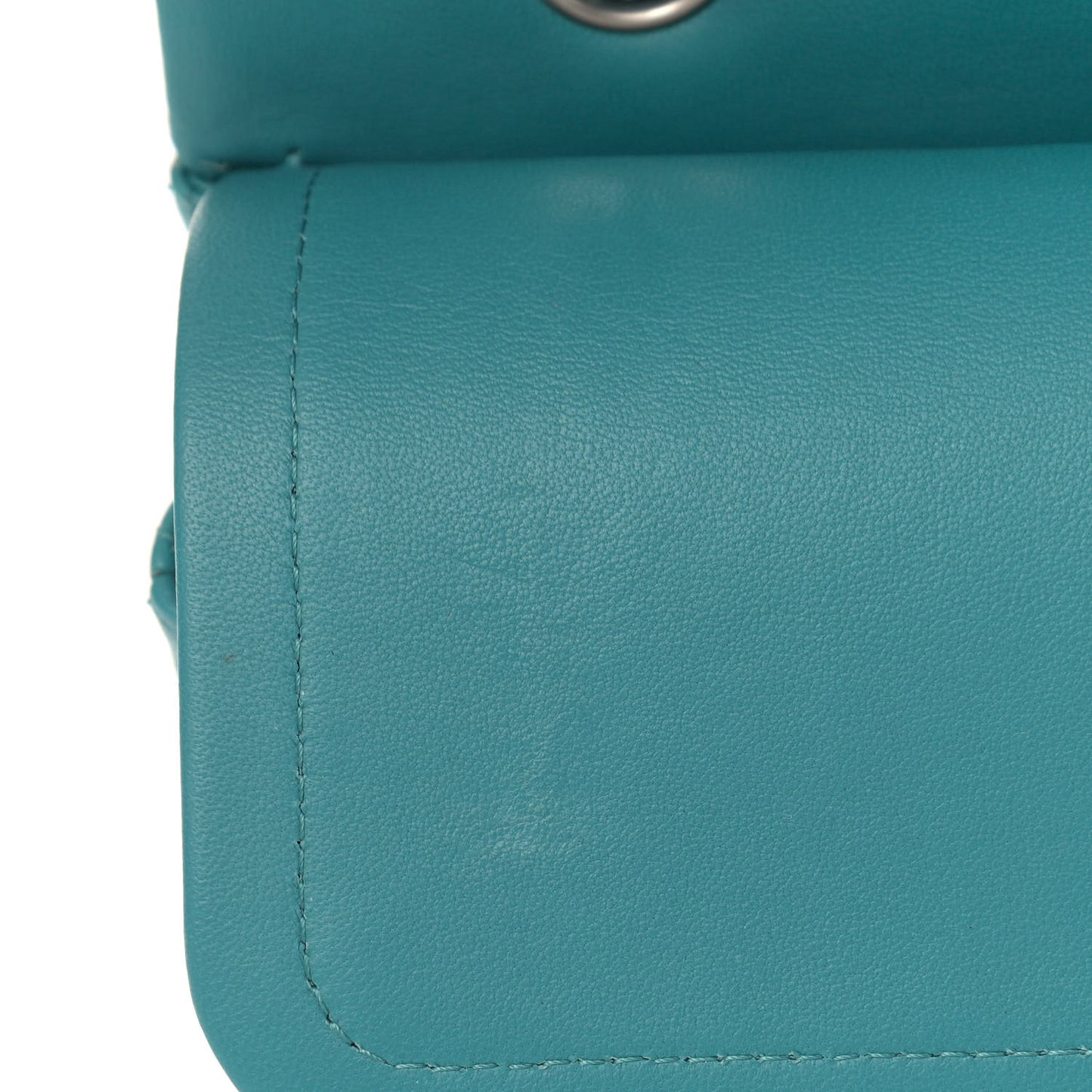 Lambskin Quilted Medium Double Flap Turquoise