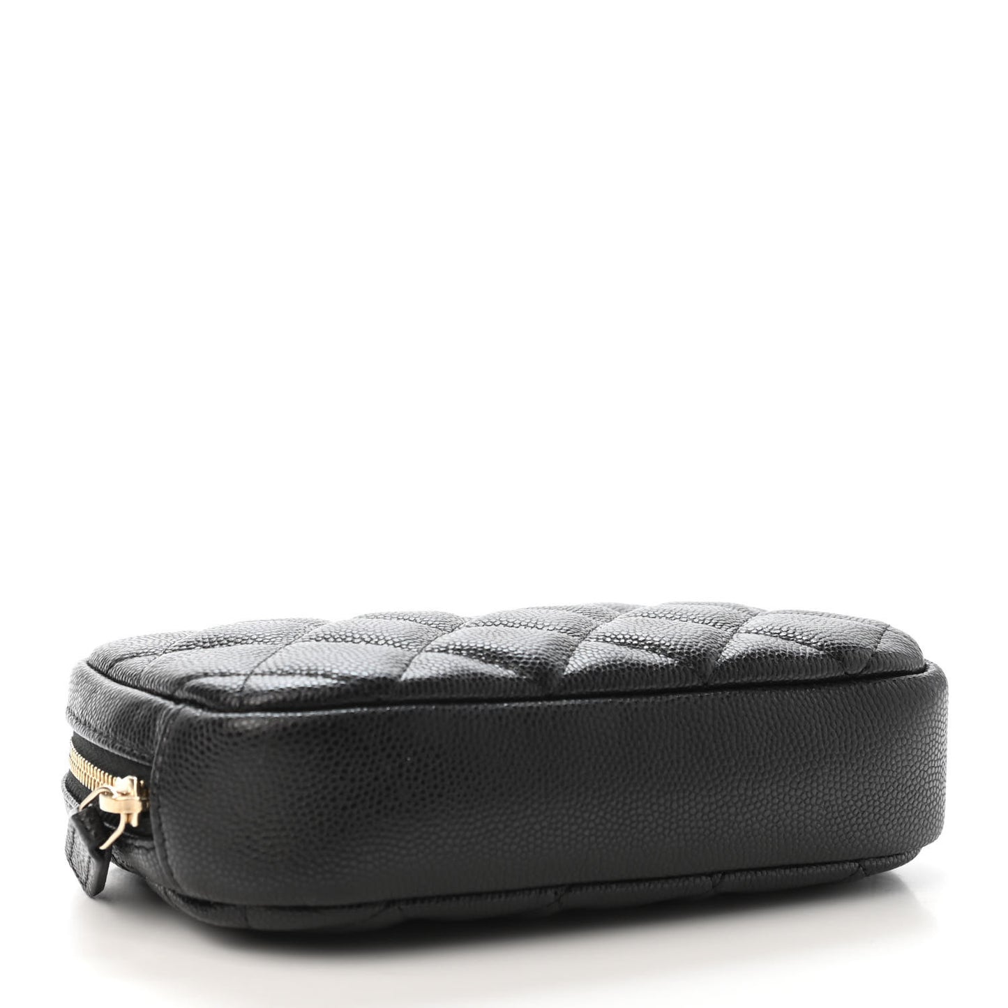 Caviar Quilted Small Curvy Pouch Cosmetic Case Black