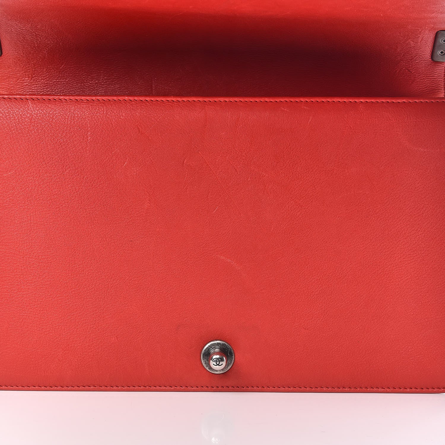 Chanel Calfskin Double Stitch New Medium Boy Flap Red 12 of 24