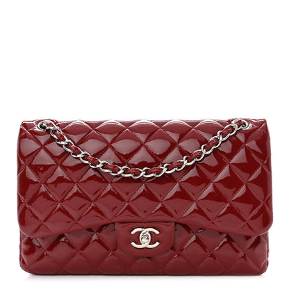 Chanel Patent Calfskin Quilted Jumbo Double Flap Red 1 of 13