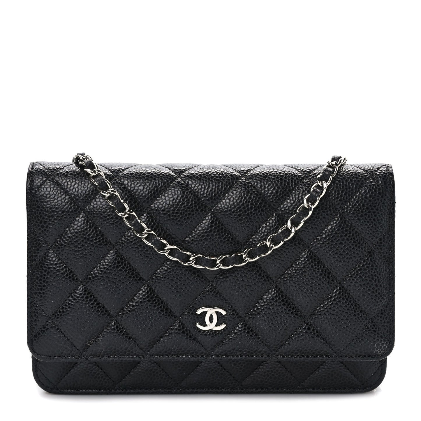 Caviar Quilted Wallet on Chain WOC Black