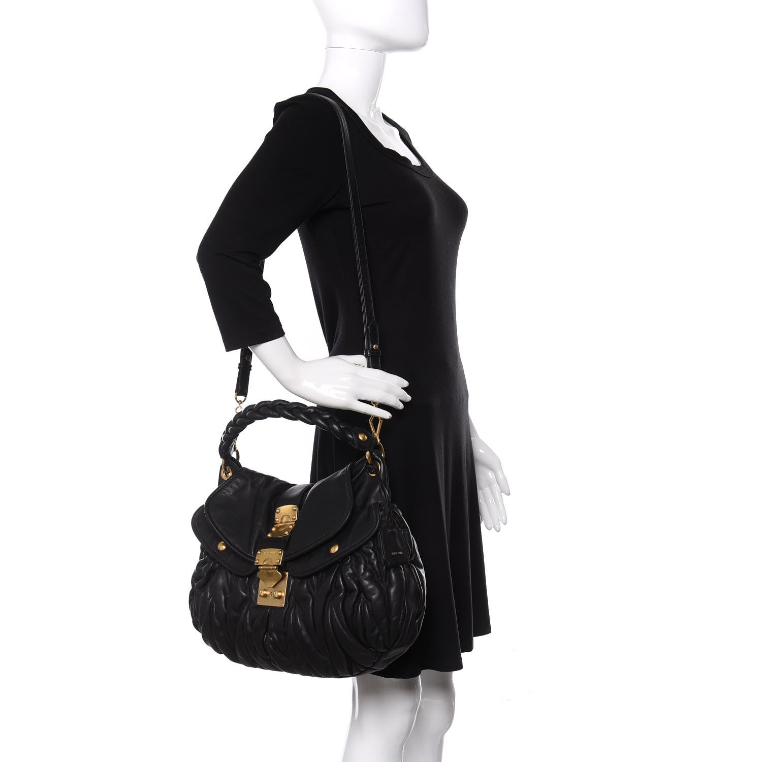 Miu Miu Nappa Matelasse Coffer Hobo Black 2 of 11