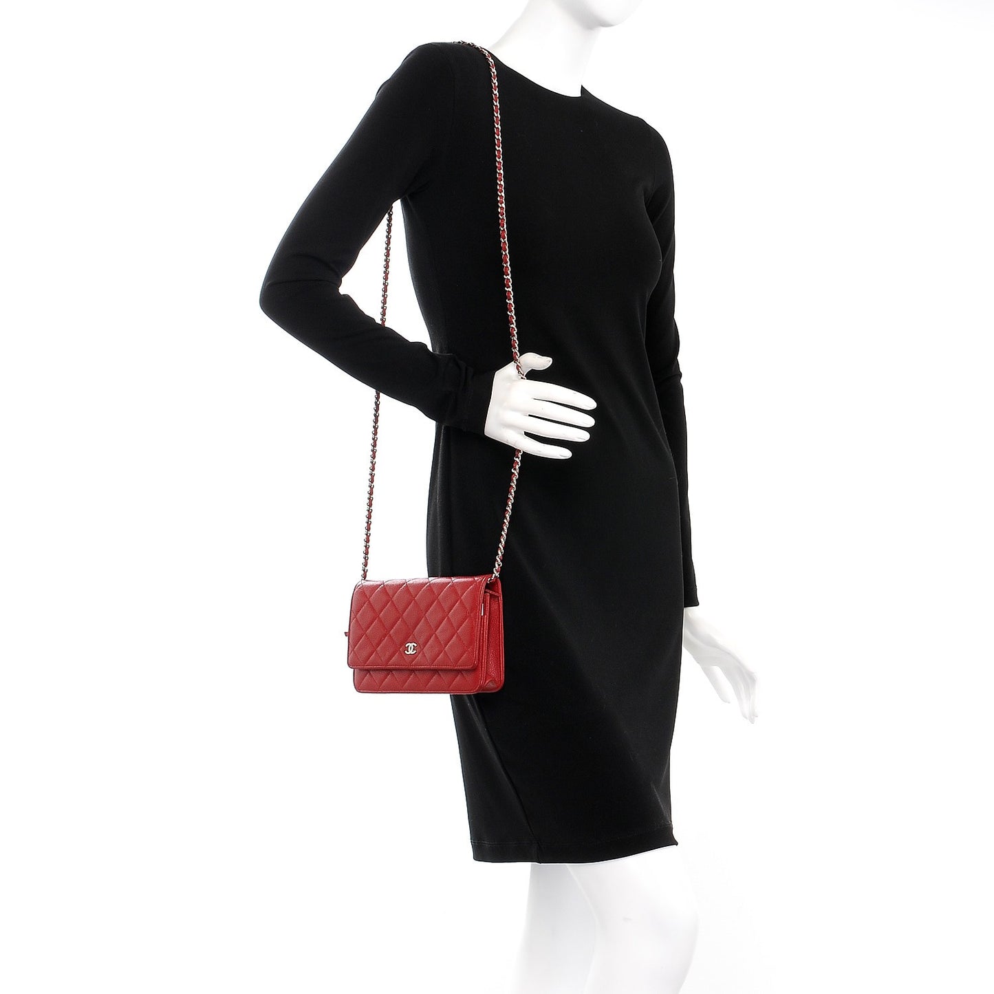 Caviar Quilted Wallet On Chain WOC Red