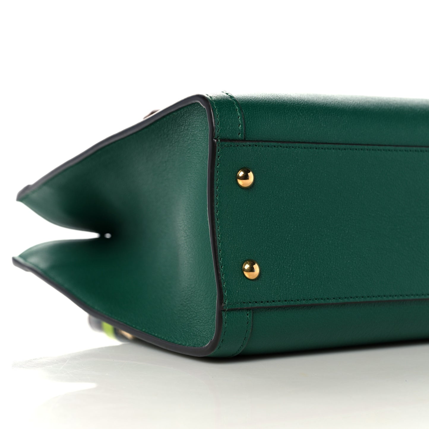 Wonka Grain Calfskin Small Diana Tote Bag Green Yellow Fluo