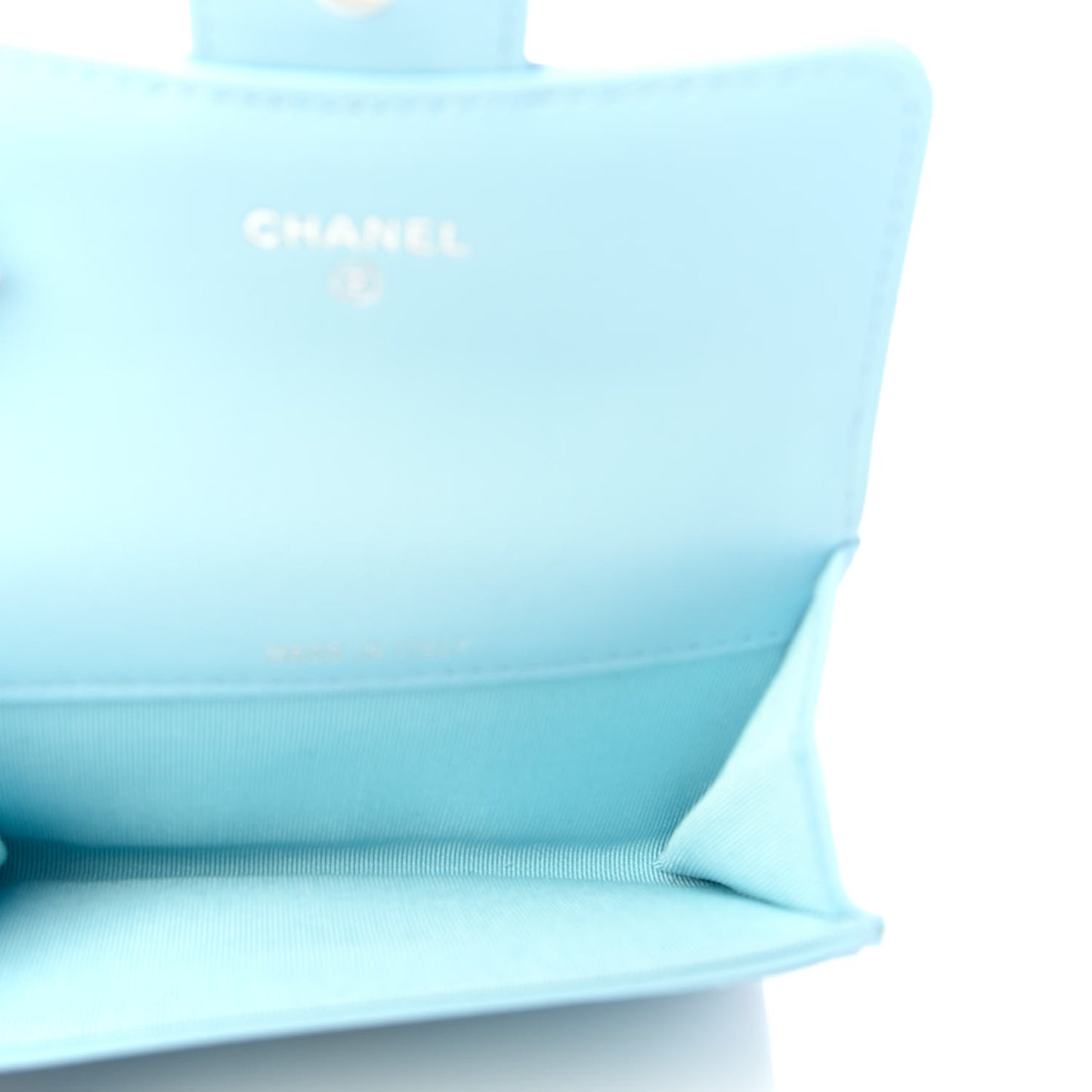 Lambskin Quilted Flap Card Holder Wallet Neon Blue