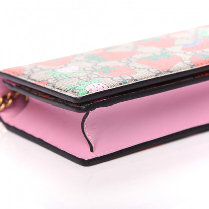 Gucci GG Supreme Monogram Strawberry Chain Wallet 9 of 10