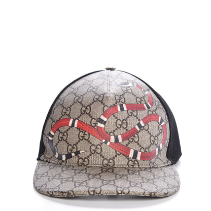 Gucci GG Supreme Monogram Kingsnake Print Baseball Hat XL 60 Beige 4 of 8