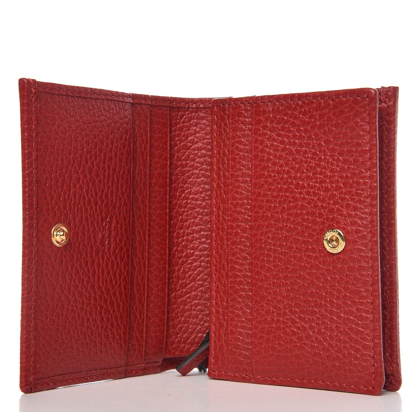 Pebbled Calfskin GG Marmont Card Case Hibiscus Red