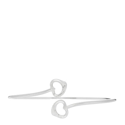 Tiffany Sterling Silver Elsa Peretti Double Open Heart Bangle Bracelet 1 of 3