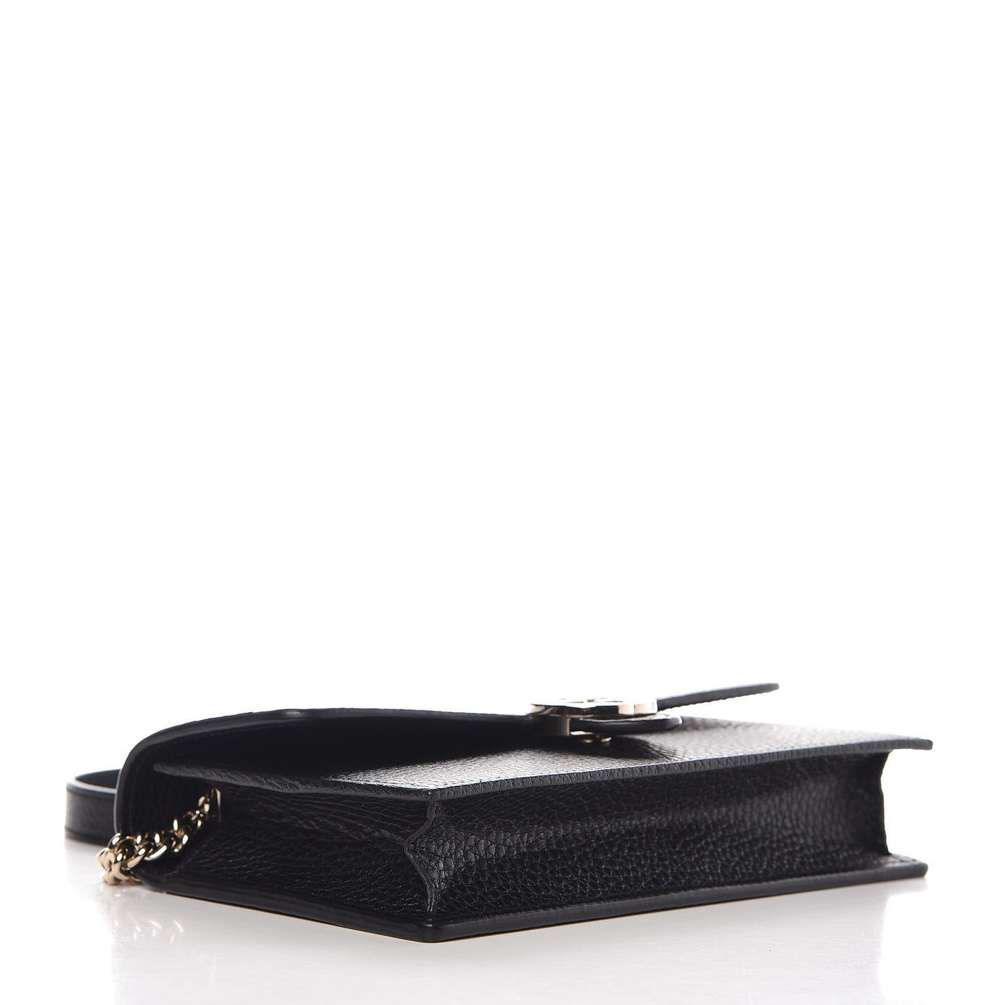 Dollar Calfskin Interlocking G Chain Wallet Black