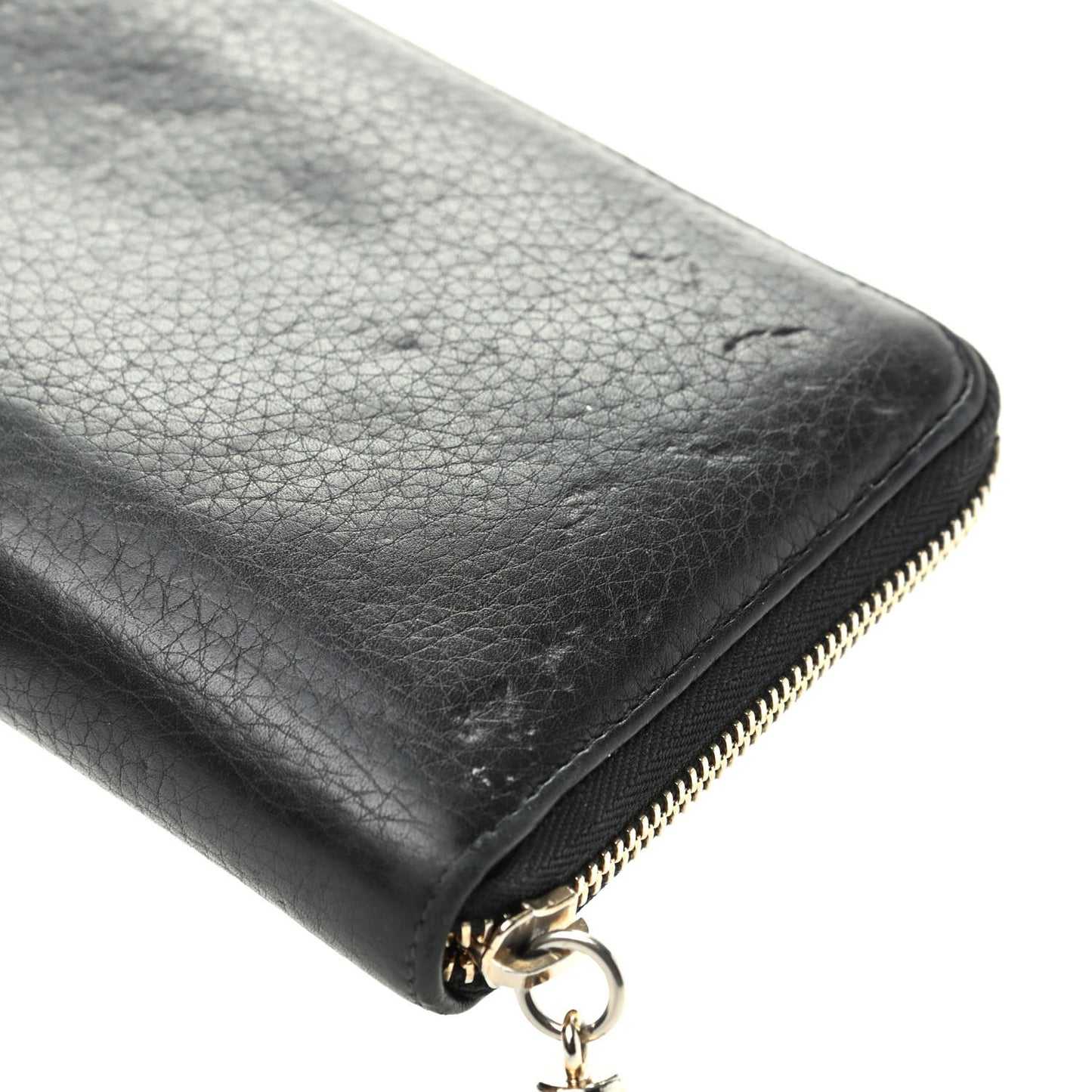 Pebbled Calfskin Soho Zip Around Wallet Black