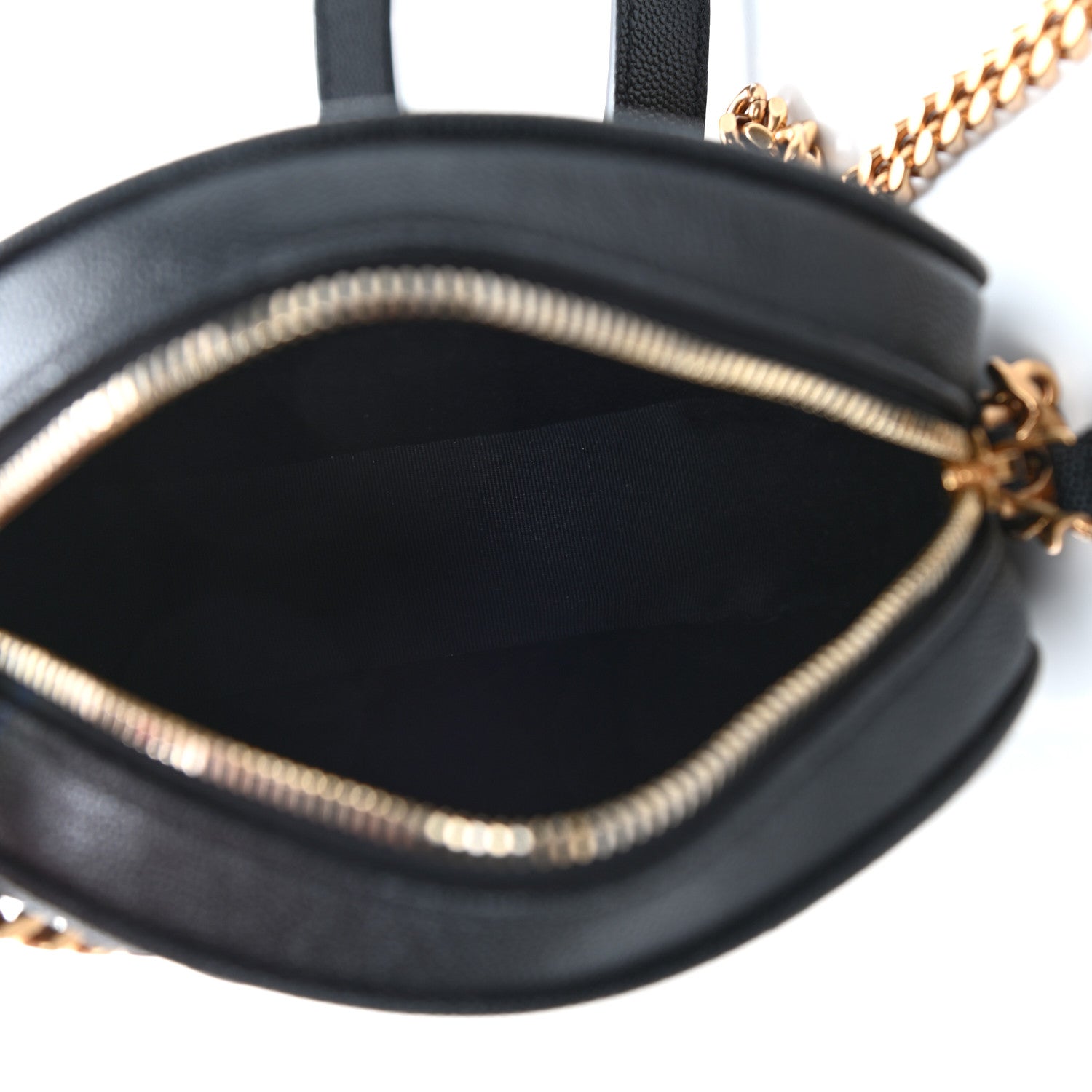 Saint Laurent Grain De Poudre Matelasse Chevron Quilted Round Vinyle Camera Bag Black 5 of 5