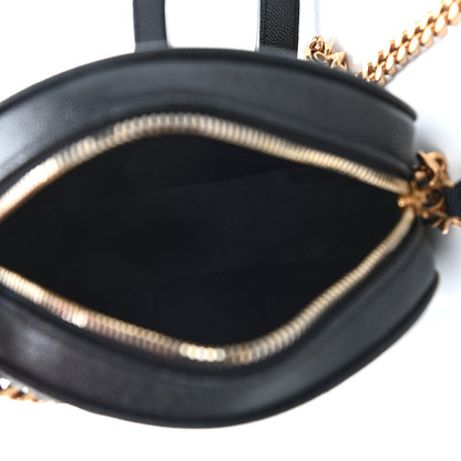 Saint Laurent Grain De Poudre Matelasse Chevron Quilted Round Vinyle Camera Bag Black 5 of 5