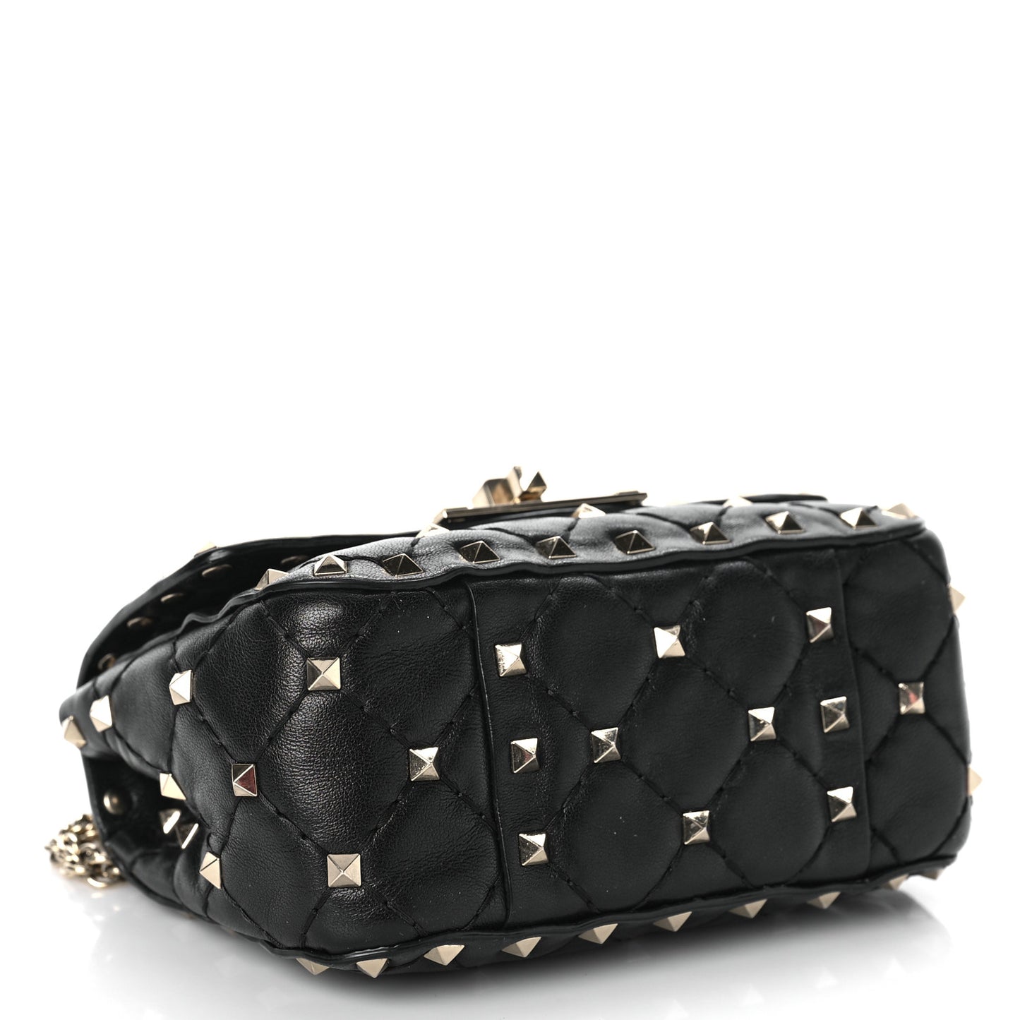 Nappa Micro Rockstud Spike Shoulder Bag Black