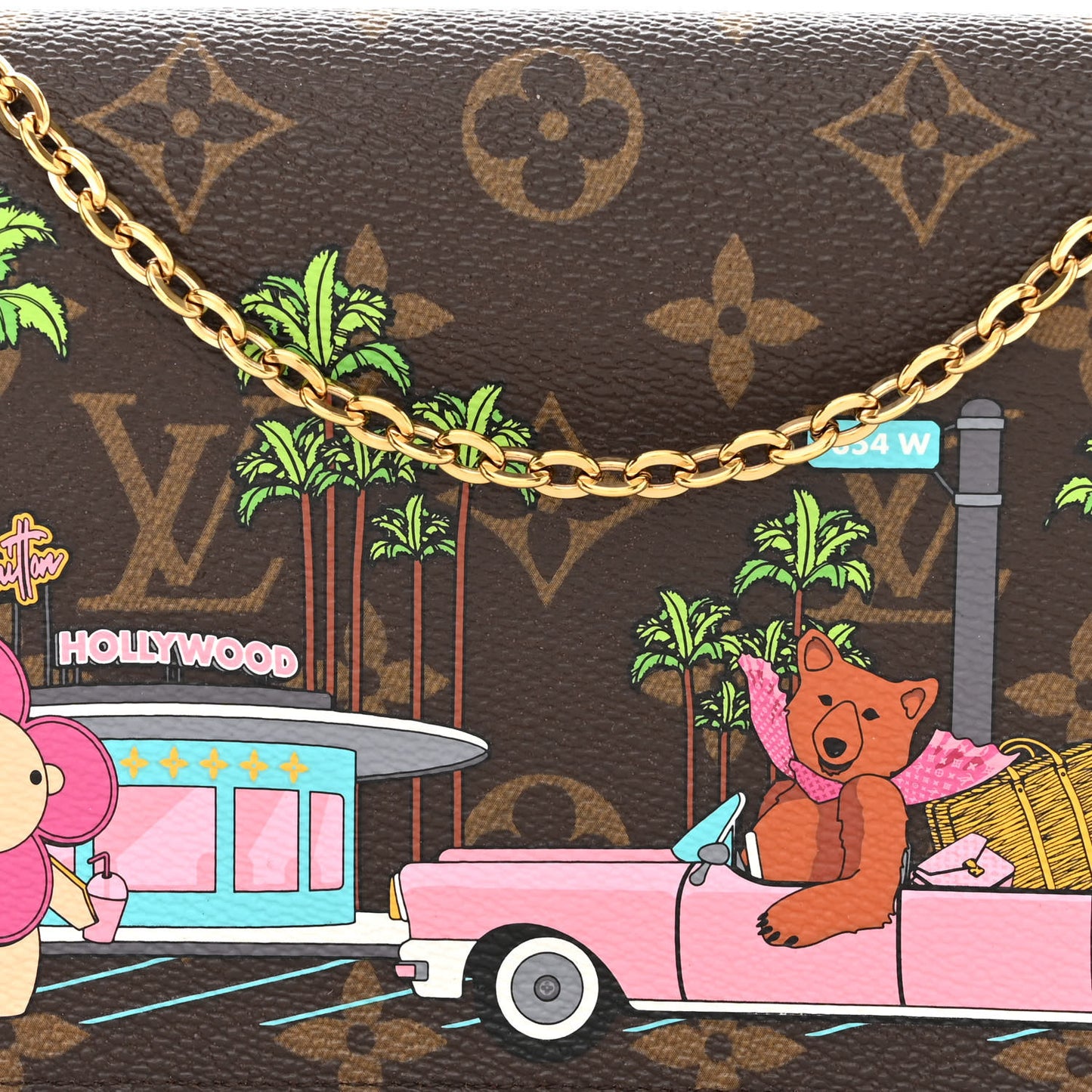 Monogram 2021 Christmas Animation Hollywood Pochette Felicie Chain Wallet Fuchsia